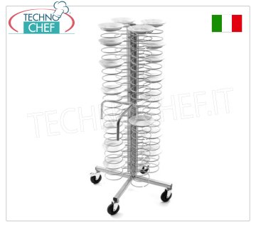 Plate trolleys ready PLASTIC STEEL PLATE TROLLEY, in the version with CHROME GRIDS for a MAXIMUM of 96 PLATES with diameter from 180 to 230 mm, dim.mm.600x600x1730h
