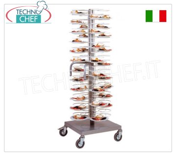 Plate trolleys ready PLASTIC STEEL PLATE TROLLEY with DUSTPROOF SHEET METAL base, capacity 96 plates, with PAINTED GRIDS for 18/23 plates, with HANDLES, dimensions 600x600x1750h mm