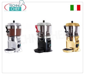TECHNOCHEF - 3 liter hot chocolate machine Countertop chocolate maker with stirrer, capacity 5.00 litres, external finish in BLACK, GOLD or SILVER, V.230/1, Kw 0.80, dim.mm.260x320x495h