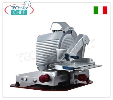 TECHNOCHEF - Vertical slicer for cured meats, gear transmission, blade Ø 350 mm, Professional Vertical slicers with aluminum alloy cured meat plate with gear transmission, blade diameter 350 mm, weight 46 Kg, dim.mm 805x710x700h - available in single-phase or three-phase version