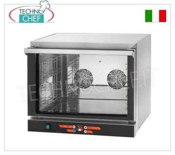 TECNODOM - Electric Convection Oven, 4 GN 1/1 Trays, Digital Controls, mod. NERONE EKO 4 GN 1/1 ELECTRIC CONVECTION OVEN, capacity 4 Gastro-Norm 1/1 TRAYS (excluded), DIGITAL CONTROLS, V.230/1, Kw.3.15, Weight 35 Kg, dim.mm.686x660x580h