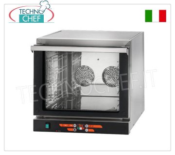 TECNODOM - Electric Convection Oven for 4 trays/grills measuring 43.5x35 cm, Digital Controls, mod. NERONE EKO 4 DIG, V. 220/1, Kw 3.15 ELECTRIC CONVECTION OVEN, capacity 4 TRAYS measuring 435x350 mm or 433x322 mm (not included), DIGITAL CONTROLS, V.230/1, Kw.3.15, Weight 33 Kg, dim.mm.589x660x580h