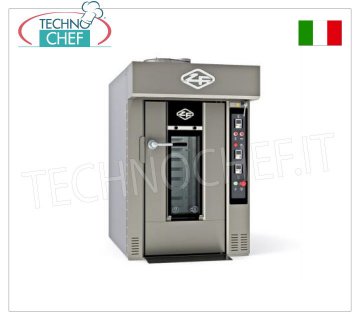 Rotary Electric Oven for BREAD PASTRY, Mod.BABY40X60E ELECTRIC ROTARY OVEN for BREAD AND PASTRY, capacity 10/12 trays measuring 400x600 mm, V.400/3, Kw.17.00, Weight 450 Kg, dim.mm.980x1500x1470h