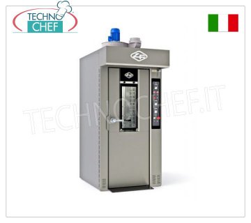 Rotary Electric Oven for BREAD PASTRY, Mod.MINIROTORFAN40X60E ELECTRIC ROTARY OVEN for BREAD AND PASTRY, capacity 15/18 trays measuring 400x600 mm, V.400/3, Kw.23.5, Weight 650 Kg, dim.mm.980x1500x2020h