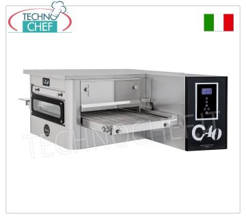 TECHNOCHEF - Gas Tunnel Pizza Oven with 400 mm wide belt, Mod.TUNNELC/40GAS Gas tunnel pizza oven with 400 mm wide stainless steel mesh belt, ventilated cooking, yield 26 pizzas/hour max, Thermal Power Kw 10.4, V.230/1, Gross weight Kg 190, dim.mm.1425x1015x450h