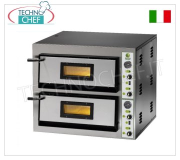 FIMAR - Electric pizza oven for 4+4 pizzas, 2 independent chambers measuring 61x61 cm, mechanical controls, mod. FME4+4 ELECTRIC PIZZA OVEN for 4+4 Pizzas, 2 independent CHAMBERS of mm.610x610x140h, refractory hob, 4 ADJUSTABLE THERMOSTATS for SOLE and TOP, temperature from +50° to +500 °C, Kw.8.4, Weight 114 Kg, external dimensions mm.900x735x750h