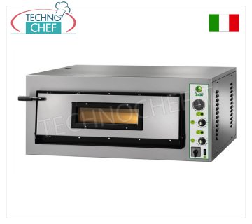 FIMAR - Electric pizza oven, for 4 pizzas, 1 chamber 61x61 cm, mechanical controls, mod. FME4 ELECTRIC PIZZA OVEN with 1 CHAMBER measuring 610x610x140h mm, with GLASS DOOR, refractory hob, 2 ADJUSTABLE THERMOSTATS for BASE and TOP, temperature from +50° to +500 °C, external dimensions mm.900x735x420h