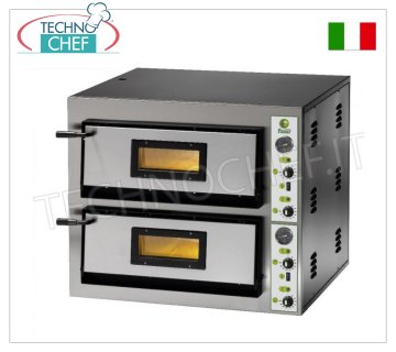FIMAR - Electric pizza oven for 6+6 pizzas, 2 independent chambers measuring 66x99.5 cm, without PYROMETERS, mechanical controls, mod. FES6+6 ELECTRIC PIZZA OVEN for 6+6 Pizzas, 2 Independent CHAMBERS measuring 660x995x140h mm, refractory hob, 4 ADJUSTABLE THERMOSTATS for SOLE and TOP, temperature from +50° to +500 °C, Kw.14.4, Weight 159 Kg, external dimensions mm.900x1080x750h