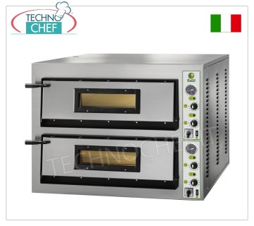 FIMAR - Electric pizza oven for 4+4 large pizzas, 2 independent chambers measuring 72x72 cm, mechanical controls, mod. FML4+4 ELECTRIC PIZZA OVEN for 4+4 Large Pizzas, 2 Independent CHAMBERS measuring 720x720x140h mm, refractory hob, 4 ADJUSTABLE THERMOSTATS for SOLE and TOP, temperature from +50° to +500 °C, V.230/1, Kw.6, Weight 86 Kg, external dimensions mm.1010x850x420h