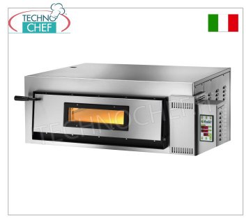FIMAR - Electric pizza oven, for 4 large pizzas, 1 chamber 72x72 cm, digital controls, mod. FMD4 ELECTRIC PIZZA OVEN with 1 CHAMBER measuring 720x720x140h mm, with GLASS DOOR, cooking chamber entirely in refractory material, 2 ADJUSTABLE THERMOSTATS for BASE and TOP, temperature from +50° to +500 °C, Kw.6, Weight 86 Kg , external dimensions mm.1150x850x420h