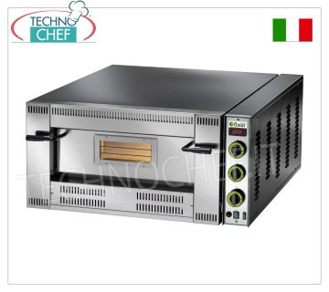 FIMAR - Gas pizza oven for 4 pizzas, 1 cooking chamber measuring 62x62 mm - Mechanical controls, mod.FGI4 GAS PIZZA OVEN for 4 Pizzas, 1 CHAMBER measuring 620x620x155h cm, glass door, refractory hob, digital thermostat, temperature from +50° to +450°C, thermal power 13.9 kW, weight 115 kg, dim .external mm.1000x840x470h