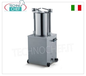 Technochef - 50 lt. VERTICAL hydraulic PACKER for cured meats INSACCATRICE by SALUMI HYDRAULICA VERTICAL in acciaio inox, capacity lt.50, in dotazione 3 imbuti diameter 10-18-25 mm, V.230/1, Kw.0,56, Peso 160 Kg, dim.mm.730x550x1250h