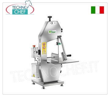 Professional Band Bone Saw, (1550 mm band), Mod.SE/1550 BAND SAW (1550 mm), on PAINTED METAL ALLOY cabinet, FIMAR, with work surface, thickness bulkhead, blade guide and meat pusher in stainless steel, CE STANDARDS, V.400/3, Kw.0.75, Weight 37 Kg , dim.mm.530x400x850h