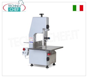 Technochef - Bone saw in painted aluminium, 1610 mm band Painted aluminum bone saw, with 1610 mm band, stainless steel work surface, blade guide, stainless steel portioner and meat pusher, CE STANDARDS, V.230/1, Kw.0.75, Weight 32 Kg, dim.mm.615x480x830h