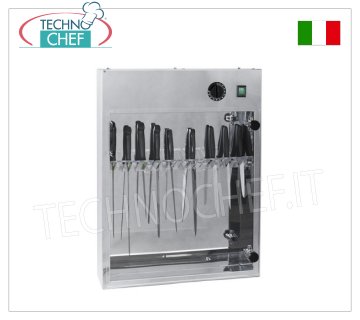 Sterilizers for knives and tools Wall-mounted UV KNIFE STERILIZER in STAINLESS STEEL, capacity 20 KNIVES, Kw.0,16, dim.mm.510x130x670h