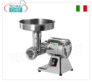 FIMAR - Meat mincer Type 8 - Semi-professional, mod.TR8/D, Single-phase V. 230/1 'TYPE 8' meat mincer with MOUTH diameter 52 mm, HOURLY YIELD 50 Kg, removable meat grinding body in aluminium, V. 230/1, Kw 0.37, dimensions 330x300x360h mm