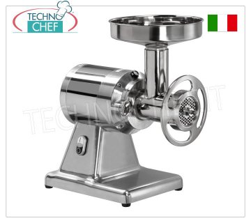 Fimar - Type 22 Meat Mincer, Professional with FULLY REMOVABLE ALUMINUM grinding unit, mod.22/TE Professional meat mincer mouth 'TYPE 22' meat inlet diameter 52 mm, HOURLY PRODUCTION 250 kg/h, with polished aluminum structure, removable ALUMINUM meat grinding unit, THREE-PHASE V 380/3, Kw 1.1, weight 25 kg, dimensions mm 450x290x520h