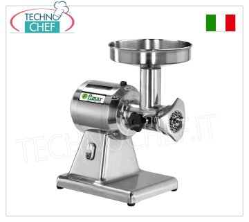 Fimar - Type 12 Meat Mincer, Professional with REMOVABLE STAINLESS STEEL grinding unit, mod.12/S Meat mincer 'TYPE 12' with loading mouth diameter 52 mm, YIELD 160 Kg/h, REMOVABLE meat grinding unit, in stainless steel see. 380/3+N, Kw 0.75, dim. mm 400x250x500h