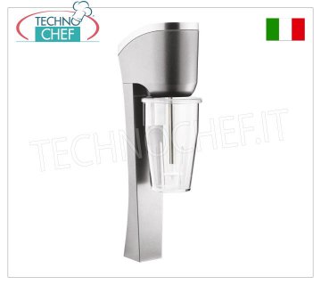 TECHNOCHEF - Professional Wall-Mounted Whisk with Polycarbonate Glass, Mod.MP98T PROFESSIONAL WALL MOUNTED MIXER for the preparation of milkshakes, milkshakes and cocktails, structure in LIGHT ALLOY and STEEL, container in TRANSPARENT POLYCARBONATE of 0.9 litres, V.230/1, Kw.0.3, Weight 2.9 Kg , dim.mm.150x100x440h