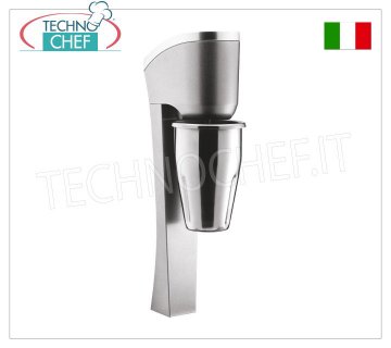 TECHNOCHEF - Professional Wall-Mounted Whisk with Stainless Steel Glass, Mod.MP98 PROFESSIONAL WALL MOUNTED MIXER for the preparation of milkshakes, milk shakes and cocktails, structure in LIGHT ALLOY and STEEL, container in STAINLESS STEEL of 0.9 litres, V.230/1, Kw 0.3, Weight 2.9 Kg, dim.mm.150x100x440h