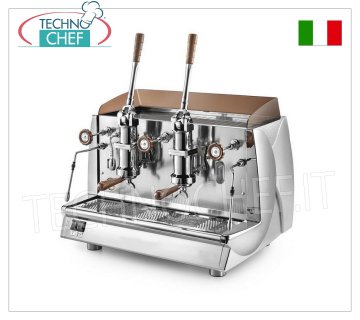 WEGA - Espresso Coffee Machines 2 LEVER Groups, Professional for Bars, Mod. ALE2VLV Professional espresso coffee machine for bars, with 2 lever dispensing groups, Vela Vintage line, WEGA brand, 12 liter boiler capacity, 2 steam wands, 1 hot water draw, V.230/3-400-3+N, Kw .3.9/4.2, weight 88 Kg, dim.mm.770x560x580h