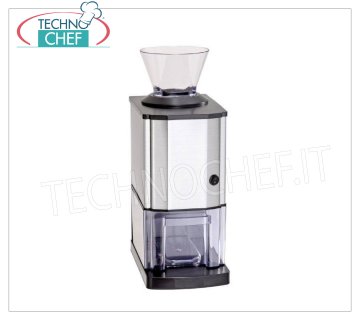 Tritaghiaccio Ice crusher made of stainless steel with funnel and plastic container, glass capacity liters. 3.5/ Kg 1.75, V 230/1, Kw 0.8, Weight 3.6 Kg, dim. mm. 175x240x463h