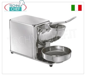 TECHNOCHEF - Professional Ice Crusher, Speed ​​1400 rpm, Mod.TGH Ice crusher made of stainless steel and aluminium, speed 1400 rpm, ideal for the production of ice flakes, V.230/1, Kw.0.3, Weight 12.50 Kg, dim.mm.400x180x350h