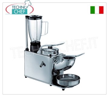 TECHNOCHEF - Ice Crusher / Citrus Juicer / Professional Blender, Mod.TSB Multiple group composed of 3 functions: Ice crusher / Citrus juicer / Blender with stainless steel and aluminum structure, V.230/1, Kw.0.9, Weight 17.50 Kg, dim.mm.480x180x530h