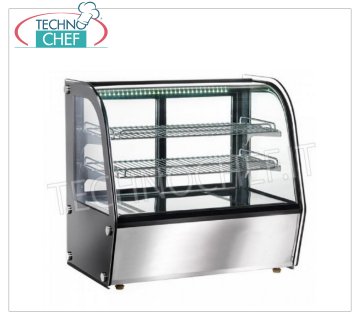 Warm countertop display cases HEATED countertop display cabinet, FORCAR brand, adjustable temperature from +30° to +90°C, ventilated, with 2 intermediate shelves, sliding glass on the operator's side, lighting, 100 lt capacity, V.230/1, Kw.1, 1, external dimensions mm.710x460x670h