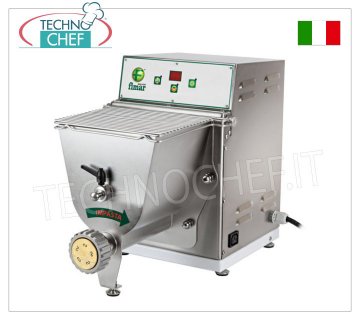 FIMAR - Professional EXTRUDED FRESH PASTA MACHINE, 2 Kg bowl - mod.PF25EN Extruded fresh pasta machine, with 2 Kg stainless steel tank, hourly output 8 Kg/h, V.400/3+N, Kw.0.37, Weight 26.5 Kg, dim.mm.310x550x420h