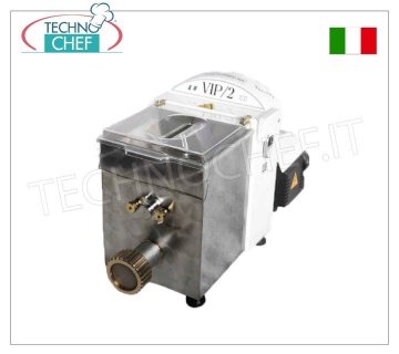 Techochef - EXTRUDED FRESH PASTA MACHINE, with 2.5 Kg tank, - 4 dies of your choice Tabletop EXTRUDED FRESH PASTA machine - with tank for 2.5 kg of dough, 4 dies of your choice - Hourly yield 8 kg, V. 230/1, Kw 0.37, Weight 29 kg, Dimensions, mm 260x600x380h