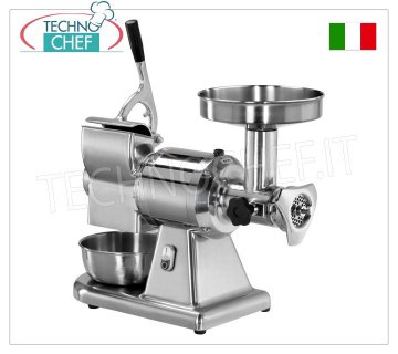 FIMAR - Meat Mincer-Grater ''Type 12'', Professional, Stainless Steel Meat Grinding Unit, Mod.12/T Combined Meat Mincer / Grater Type 12, in polished aluminium, removable stainless steel meat grinding unit, HOURLY PRODUCTION: MEAT MINCER 160 kg/h, GRATER 40 kg/h, V 380/3, Kw 0.75, dim. mm 590x290x510h