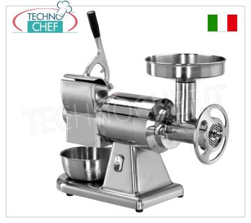 FIMAR - Professional ''Type 22'' Meat Mincer-Grater, FULLY REMOVABLE Stainless Steel Meat Grinding Unit, Mod.22/AE Combined MEAT MINCER / GRATER 'TYPE 22' in Polished Aluminium, Production: MEAT MINCER 250 Kg/h, GRATER 40 Kg/h, SINGLE-PHASE and THREE-PHASE versions with FULLY REMOVABLE MEAT GRINDING GROUP, dimensions 630x350x520h mm