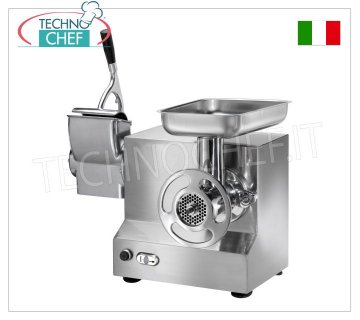 FIMAR - Meat Mincer-Grater ''Type 22'' Faired, Professional, Completely REMOVABLE Stainless Steel Meat Grinding Group, Mod.22/AT Combined MEAT MINCER / GRATER 'TYPE 22' in Polished Aluminium, Production: MEAT MINCER 250 Kg/h, GRATER 40 Kg/h, with FULLY REMOVABLE STAINLESS STEEL MEAT GRINDING GROUP, Single-phase or Three-phase - dimensions mm 560x430x480h