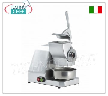 TECHNOCHEF - Type 8 grater, faired, semi-professional, yield 20 kg/hour Type 8 grater, anodized aluminum hull, yield 20 Kg/hour, V 230/1, Kw 0.34, dim. mm 340x370x440h.