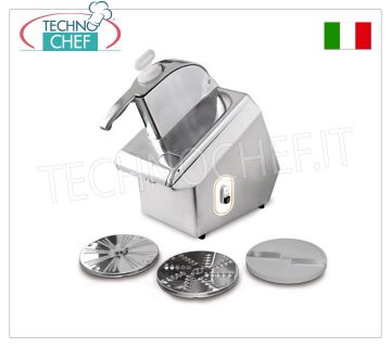 Professional Electric Tabletop Vegetable Cutter + DF2 - DTV - DT09 Disc Kit, TITANIUM Line Electric table cutter with DF2 - DTV - DT09 disc kit, TITANIUM line, steel structure and folding and removable aluminum cover, production 200 Kg/h, V.230/1, Kw.0.55, Weight 25 Kg, dim .mm.261x604x522h