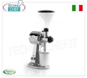 FAMA - Professional coffee grinder, 10 kg hourly output, mod.FCS Professional coffee grinder, hourly production Kg.10, RPM 1400, V.400/3, Kw.0,75, Weight 17 Kg, dim.mm.200x350x720h