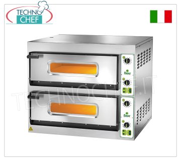FIMAR - Electric pizza oven for 6+6 pizzas, 2 independent chambers measuring 66x99.5 cm, without PYROMETERS, mechanical controls, mod. FES6+6 ELECTRIC PIZZA OVEN for 6+6 Pizzas, 2 Independent CHAMBERS measuring 660x995x140h mm, refractory hob, 4 ADJUSTABLE THERMOSTATS for SOLE and TOP, temperature from +50° to +500 °C, Kw.14.4, Weight 159 Kg, external dimensions mm.900x1080x750h