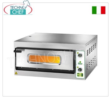 FIMAR - Electric pizza oven, for 6 pizzas, 1 chamber 66x99.5 cm - mechanical controls, without PYROMETER, mod. FES6 ELECTRIC PIZZA OVEN with 1 CHAMBER measuring 660x995x140h mm, with GLASS DOOR, refractory hob, 2 ADJUSTABLE THERMOSTATS for BASE and TOP, temperature from +50° to +500 °C, Weight 93 Kg, V.230/1 , 7.2 kw, external dimensions mm.900x1080x420h