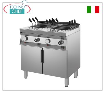 TECHNOCHEF - ELECTRIC PASTA COOKER on MOBILE, 900 line, 2 INDEPENDENT BOWLS of 40+40 litres, ELECTRIC pasta cooker, STAINLESS STEEL BIM, 900 line, 2 independent tanks of 40+40 litres, V.400/3, electric power Kw.18.4, weight Kg.73, dim.mm.800x900x900h