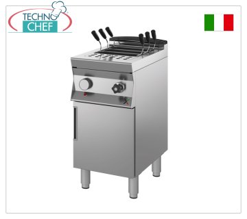ELECTRIC PASTA COOKER on MOBILE, 700 Line, 1 BOWL of 28 liters ELECTRIC pasta cooker, 700 line, 1 well 28 litres, V.400/3, electric power Kw.6.2, weight Kg.40, dim.mm.400x700x900h