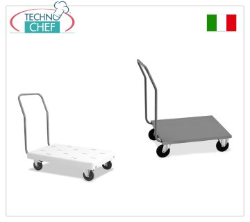 Technochef - LOW PLATFORM TROLLEY, Crate holder, Heavy Transport, art. 1840 Crate trolley - base with round tube handle, diameter 2.5 cm, max capacity 200Kg, dimensions 1120x570x1000h mm
