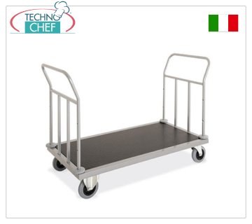 Technochef - LUGGAGE / SUITCASE TROLLEY with sides on 2 sides, art. 1894-1 LUGGAGE TROLLEY with guide and push sides on both sides, in painted sheet metal and steel tube, base covered in carpet and ring bumpers, dim.mm.1440x660x950