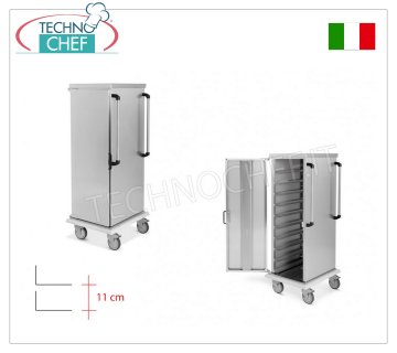 Neutral cabinet trolley for 10 Gastro-Norm 1/1 trays or grills - L-shaped guides - 11 cm pitch Neutral cabinet trolley for 10 Gastro-Norm 1/1 trays or baking trays with 11 cm L pitch, dimensions 520x650x1420h mm