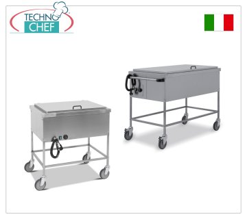 TECHNOCHEF - Hot bain-marie trolley, Mod.MC 1391 Thermal pan-heater trolley / bain-marie basins in 18/10 stainless steel, 980x510x200h mm bowl with lid, 20x20 mm tubular structure, V 230/1, KW 1.95, dim.mm 490x600x900h