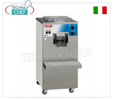 TECHNOCHEF - Professional batch freezer for ice cream and slushes, 4 lt capacity, Mod.GEL20 VERTICAL CYLINDER BATCH FREEZER for ICE CREAM and SLUSH on cabinet with AUTOMATIC EXTRACTION, CYCLE MIXING CAPACITY 4.0 lt, hourly production: ICE CREAM 20 lt, SLUSH 40 lt, air cooling, V.400/3+N, Kw 2, 2, dimensions 460x510x960h mm