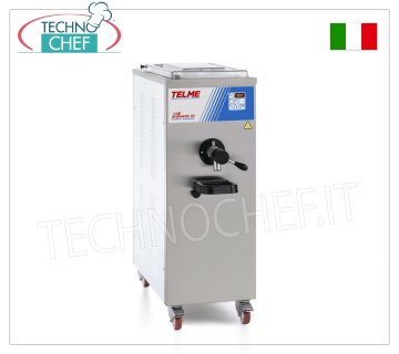 TECHNOCHEF - Professional Automatic Pasteurizer for Ice Cream Mixing, Mod. EVOPASTO30 AUTOMATIC PASTEURIZER for ICE CREAM MIXTURE with CAPACITY from 15 to 30 lt, ADJUSTABLE HEATING CYCLE from 60° to 90°C, COOLING CYCLE from +2° to +6°C, AIR or WATER cooled condenser, V.400/3+ N, Kw 4.00, dim. mm 420x780x1100h