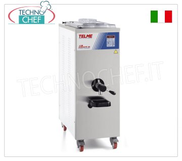 TECHNOCHEF - Professional Automatic Pasteurizer for Ice Cream Mixing, Mod. EVOPASTO60 AUTOMATIC PASTEURIZER for ICE CREAM MIXTURE with capacity from 30 to 60 lt, ADJUSTABLE HEATING CYCLE from 60° TO 90°C, COOLING CYCLE from +2° TO +6°C, WATER-cooled CONDENSER, V.400/3+N, kw 7.6, dim. mm 420x780x1100h
