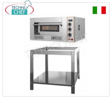 Modular gas pizza oven, 620x920x155h mm chamber Gas pizza oven 1 chamber mm. 620x920x155h, for 6 pizzas diam. 300 mm., refractory top, thermal power 21.00 Kw, external dimensions. mm. 1000x1220x475h