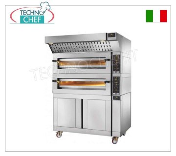 Electric OVEN for 6 PIZZAS Ø 34 cm, 100% REFRACTORY cooking chamber, mod. KING6GTOP Professional electric PIZZA oven, Pizza capacity 6 x Ø 34 cm, 105x70x15.5h CHAMBER ENTIRELY in REFRACTORY, Digital Controls, Temp. 60 - 500 °C, Kw 10.4 - V. 400/3+N, Weight 217 kg , dim. mm. 1485x935x425h